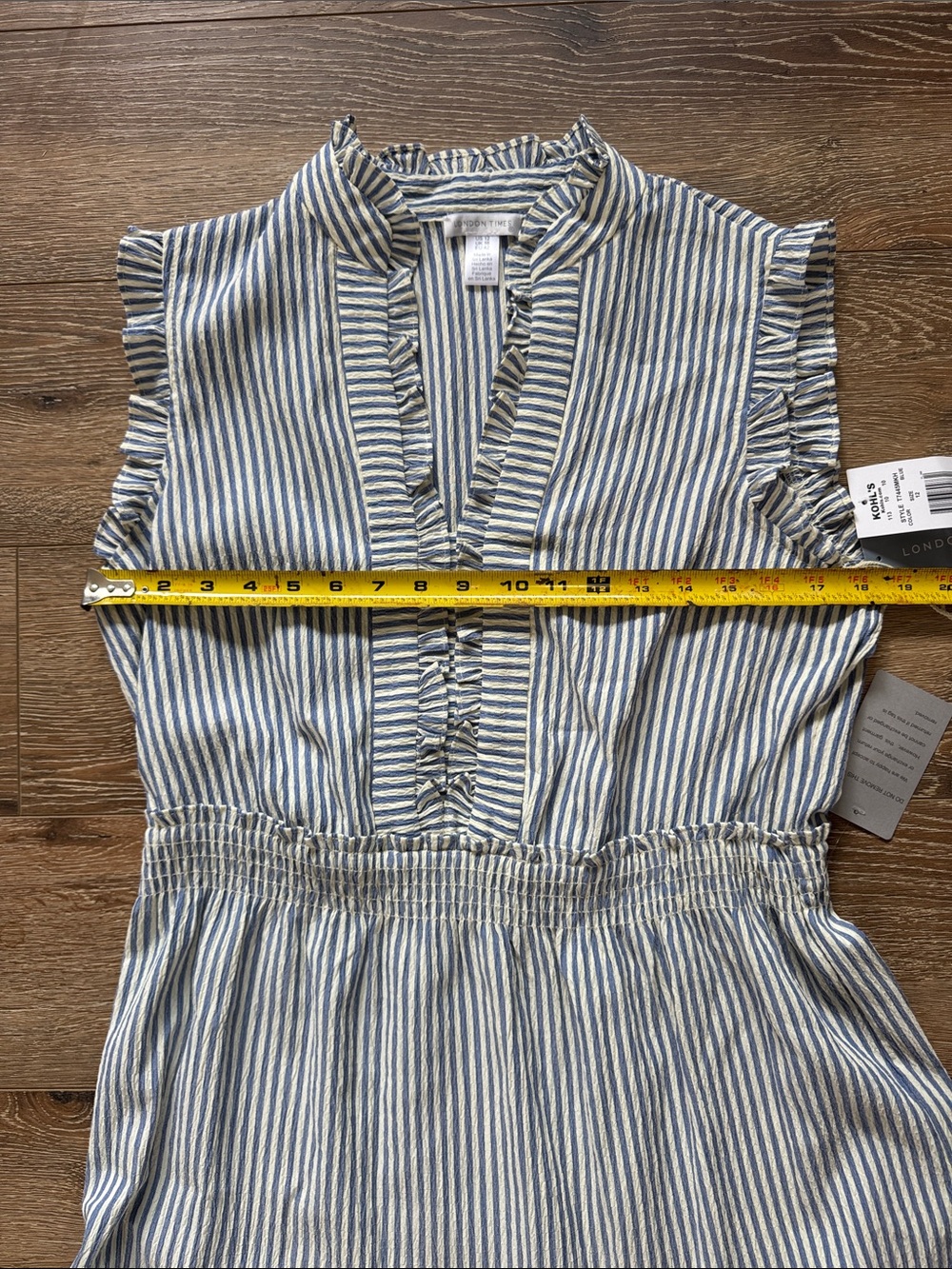 London Times White & Blue Striped Ruffle Tiered Maxi Dress Size: 12 - Picture 9 of 10